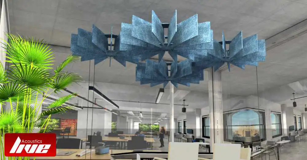 Suspended Poly Fiber Acoustic Fan Raft